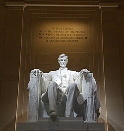 The Abraham Lincoln statue at the Lincoln Memorial in September 2016
