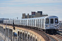 A train of R46 cars on the A train