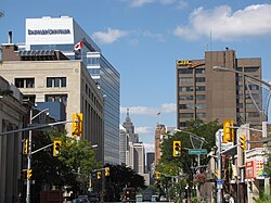 Downtown Windsor looking north along Ouellette Avenue toward Detroit