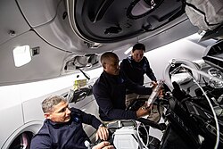 Glover and his crewmates inside the SpaceX Crew-1 capsule during its approach to the ISS in 2020