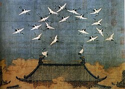 Auspicious Cranes, a painting of the Song royal palace by Emperor Huizong