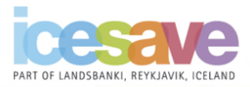 The Icesave logo, advertising it as "part of Landsbanki, Reykjavík, Iceland"