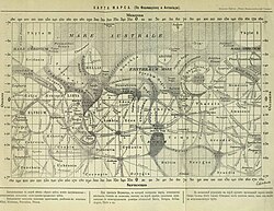 Early map by Flammarion and Antoniadi. North is at the bottom.