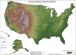 A topographic map of the United States