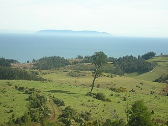 Carahue coastal area with Mocha Island in the distance