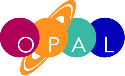 SVG recreation of the logo for the OPAL program, representing the Outer Planets of the Solar System, the ones observed by it.