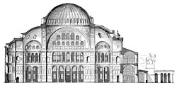 Section through the Hagia Sophia in Istanbul