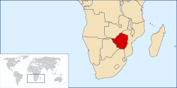 The location of Zimbabwe