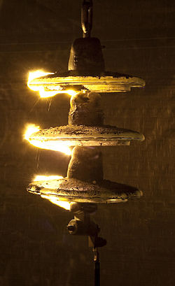 Electrical insulator flashover caused by volcanic ash contamination