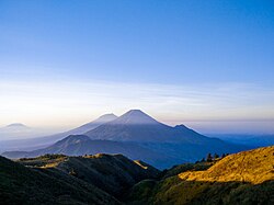 Mount Sindoro and Mount Sumbing viewed from the Dieng Pleteau