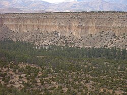 The Bandelier Tuff is an example of a pyroclastic rock formation.
