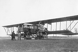 First four-engine aircraft to fly, the Sikorsky Bolshoi Baltiskiy, after two of the engines had been moved out on the wings, 1910