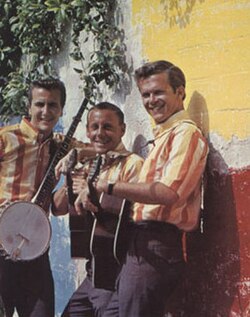 The Kingston Trio's second troupe after Guard's departure: John Stewart, Nick Reynolds, Bob Shane (summer 1963)