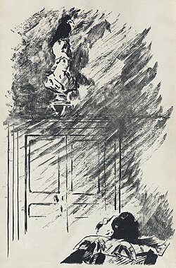 An 1875 illustration of Poe by French impressionist Édouard Manet for the Stéphane Mallarmé translation of "The Raven"