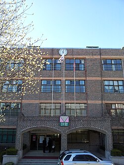 The school entrance of Daemyung middle school, a middle school in Seoul, South Korea.
