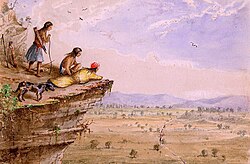 Comanches watching an American caravan in West Texas, 1850, by the US Army officer, Arthur Lee