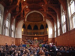 The Great Hall of the Wills Memorial Building, here used for an award ceremony for the Queen Elizabeth's Hospital
