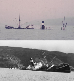 Wrecks of Carlos Haverbeck (top) and Canelo (bottom).