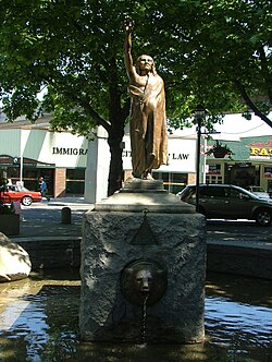 Statue of Chief Seattle, 1908 by James When, Tilikum Place, Seattle, Washington. The statue is on the National Register of Historic Places.