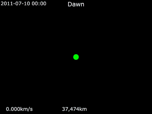 Animation of Dawn's trajectory around 4 Vesta from July 15, 2011, to September 10, 2012 Dawn · 4 Vesta