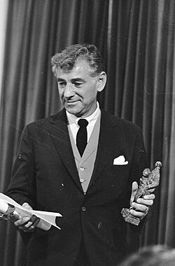Leonard Bernstein receiving the Edison Classical Music Award, 1968