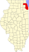 Map of Illinois highlighting Cook County