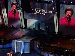 Mikulski speaks at the 2008 Democratic National Convention.
