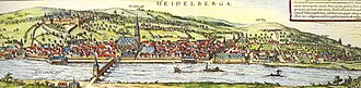 Engraving of Heidelberg by Georg Braun and Frans Hogenberg, published between 1572 and 1618