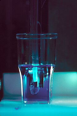 The electrode of a Coulter counter