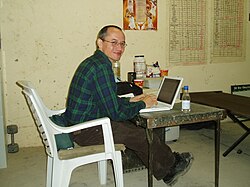Sacco in Iraq in 2005 with the 1st Battalion, 23rd Marines inside the Haditha Dam