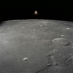 The Apollo 12 Lunar Module Intrepid prepares to descend towards the surface of the Moon. 1969 NASA photo by Richard F. Gordon Jr.