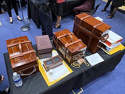 Cases of certificates of the electoral college votes confirming the results of the 2020 US election, after they had been removed from the House Chambers by congressional staff during the January 6 United States Capitol attack