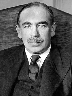 Black-and-white head shot of Keynes