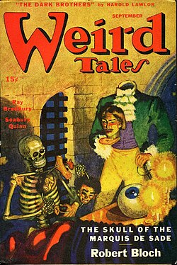 The title story of The Skull of the Marquis de Sade was originally published as the cover feature in the September 1945 Weird Tales