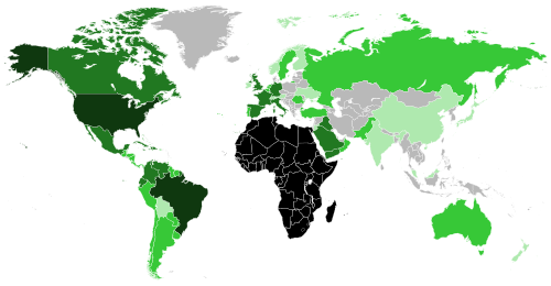 Map of Africa and the African diaspora throughout the world