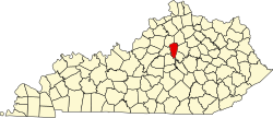 Location of Woodford County, Kentucky