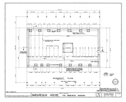 Measured drawing showing basement plan and structural foundations of the Amoureaux House in Ste. Geneviève, Missouri