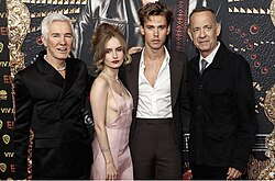 Baz Luhrmann, Olivia DeJonge, Austin Butler, and Hanks at the premiere of Elvis (2022)