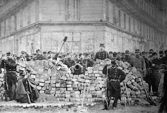 Barricades Boulevard Voltaire, Paris during the uprising known as the Paris Commune
