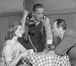 Lauren Bacall, Humphrey Bogart, and Fonda in a live 1955 color television version of The Petrified Forest