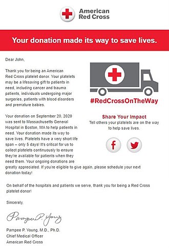 Letter of American Red Cross