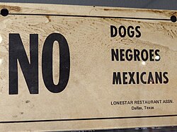 Racist sign from the deep south (National Civil Rights Museum)