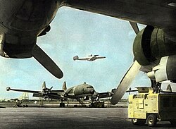 A College Eye EC-121D takes off from Korat with a Batcat EC-121R in the foreground