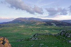The eroded laccolith above the batholith system of Vitosha, the Plana domed mountains, next to Sofia, Bulgaria