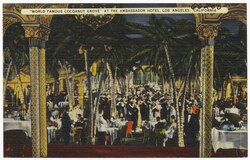 "World famous cocoanut grove" at the Ambassador Hotel, Los Angeles, California in the 1930s (Tichnor Bros. postcard)