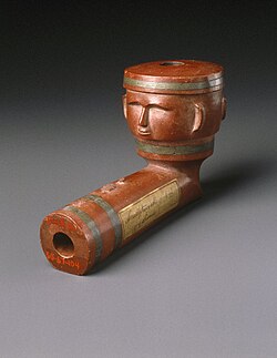 Inlayed Pipe Bowl with Two Faces, early 19th century, Brooklyn Museum