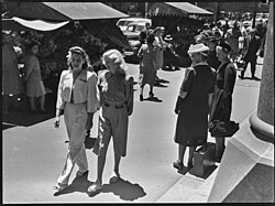 Women wearing slacks, Sydney, 1946
