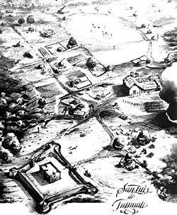 Mission San Luis de Apalachee as it may have appeared in the 17th century