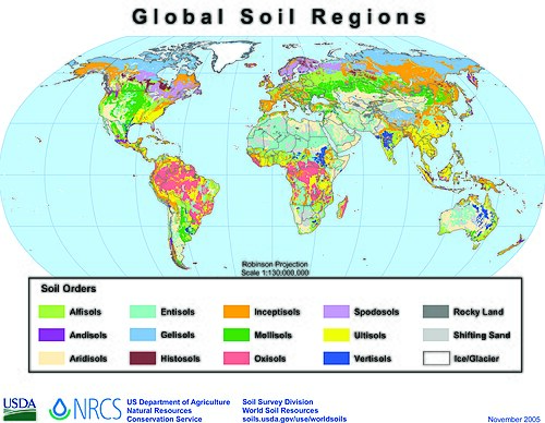 Map of global soil regions from the USDA