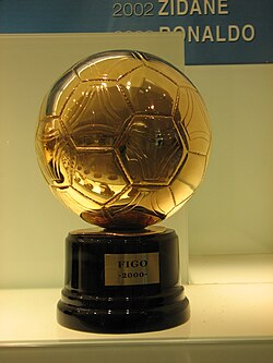 Figo's 2000 Ballon d'Or. He received the award for his displays throughout the year for Barcelona and then Madrid.